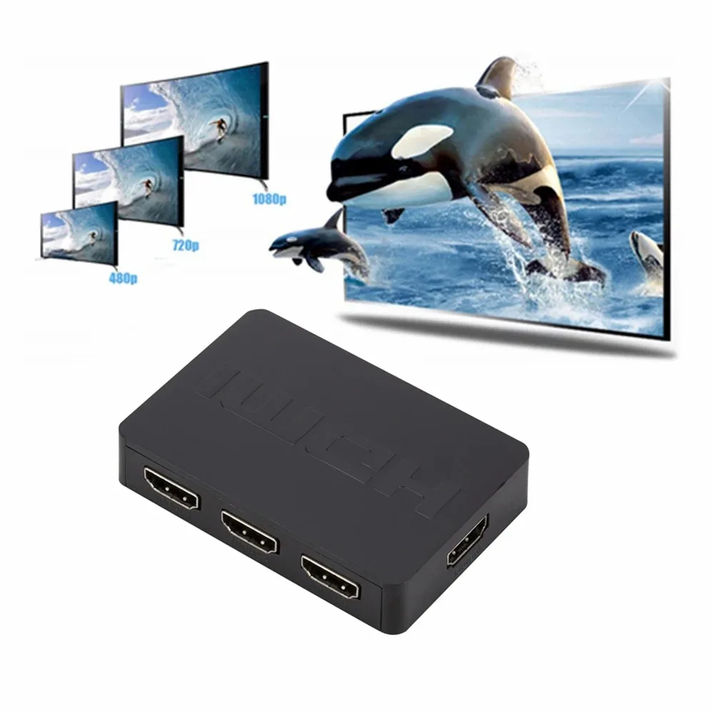 GRWIBEOU 3 Ports HDMI-Compatible Switcher 3 Input 1 Output 1080P HDMI Video Splitter Hub Adapter for Xbox DVD HDTV PC Laptop TV