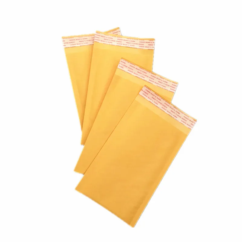 Saco de bolha de papel kraft amarelo, embalagem em forma longa, sacos expressos, envelope acolchoado para colar e cosméticos, 10pcs por lote