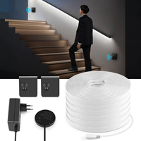 10M 5M 2M Two PIR Motion Sensor Switch 24V Neon LED Strip Light 120leds/m Night Lamp for Bathroom Bedroom Stair Cabinet Decor