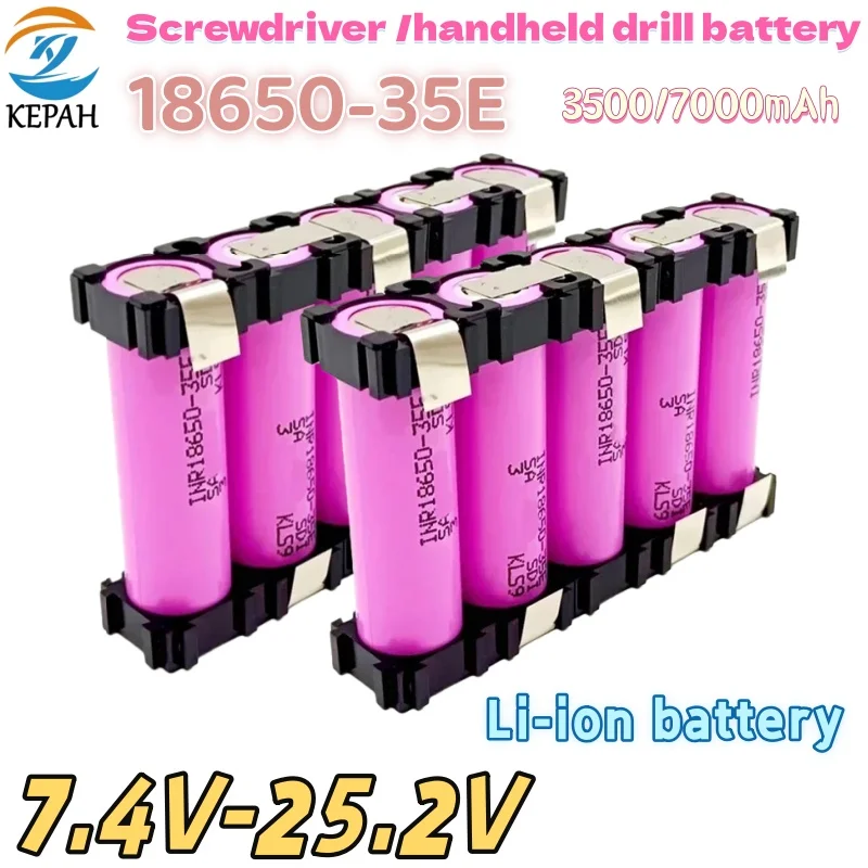 100% جديد 18650 35E 7000mAh بطارية حزمة مخصصة 3S2P 4S2P 5S2P 6S2P 16.8V 21V 25.2V لبطاريات مفك البراغي لحام البطارية #2