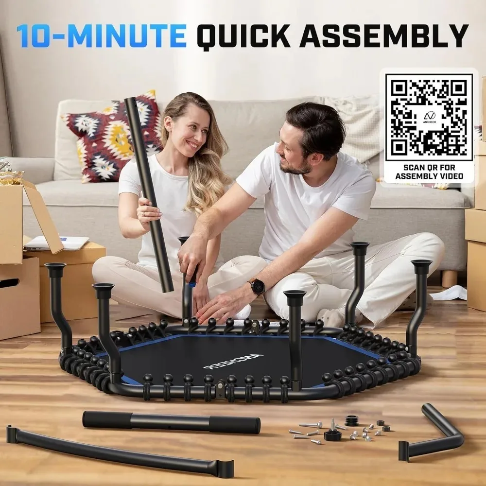 تخفيضات كبيرة - ترامبولين ريبوندر 50 بوصة للبالغين مع شريط، ترامبولين صغير 550 رطلاً، تمرين هادئ بنجي القفز على القلب #5