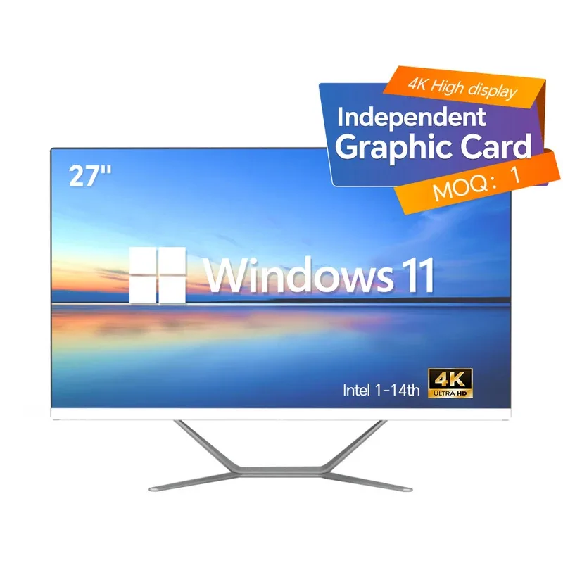 MeeGoPad New 27inch Borderless All-in-one Computer Desktop AIO Win11 I3 I5 I7 I9 1-14th Business Gaming Monoblock All In One Pc