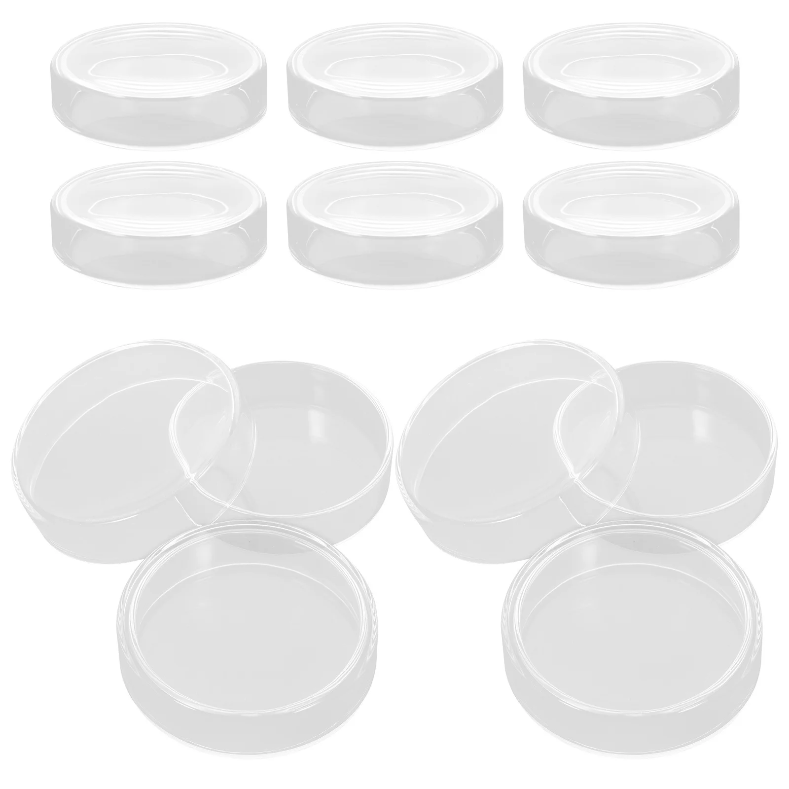 

10Pcs 60mm Glass Petri Dishes Reusable Plates with Lids Optical Clarity for Cell Tissue Growth