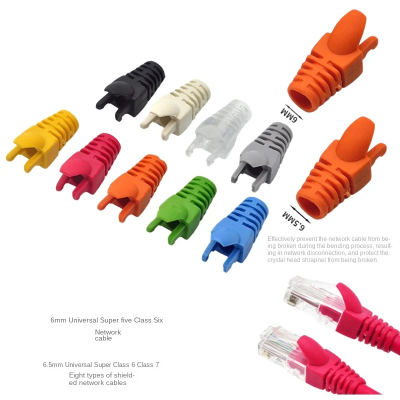 100PCS，8P8C crystal head sheath computer network internet adapter RJ45 CAT.6 CAT.5 with tail claw