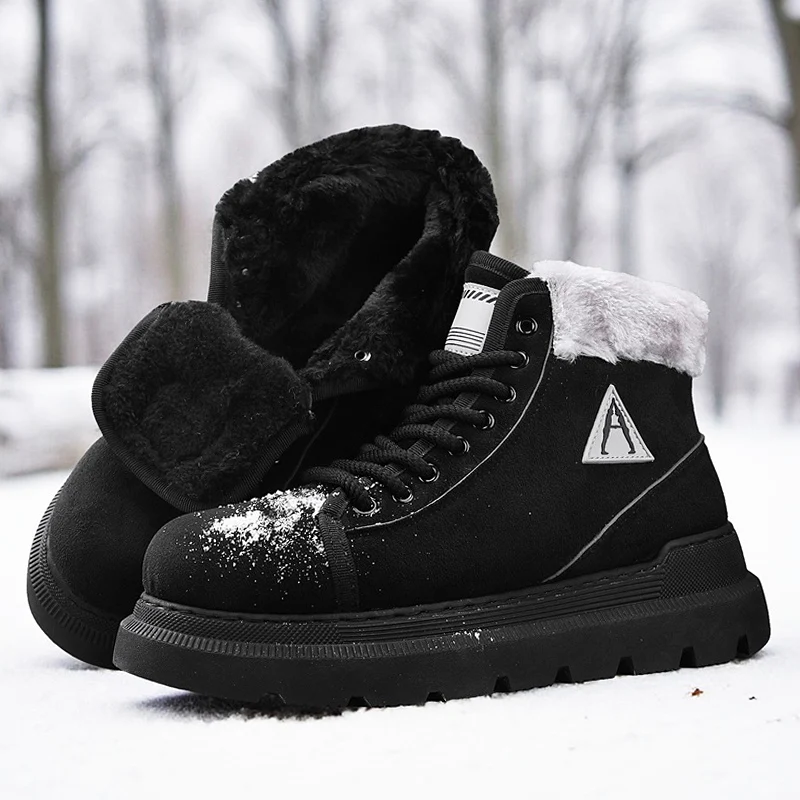 عالية الجودة رجالي الشتاء المخملية أحذية عالية الجودة مقاومة للاهتراء المضادة للانزلاق الباردة والدليل على الثلوج الأحذية موضة أحذية السفر في الهواء الطلق بوتاس