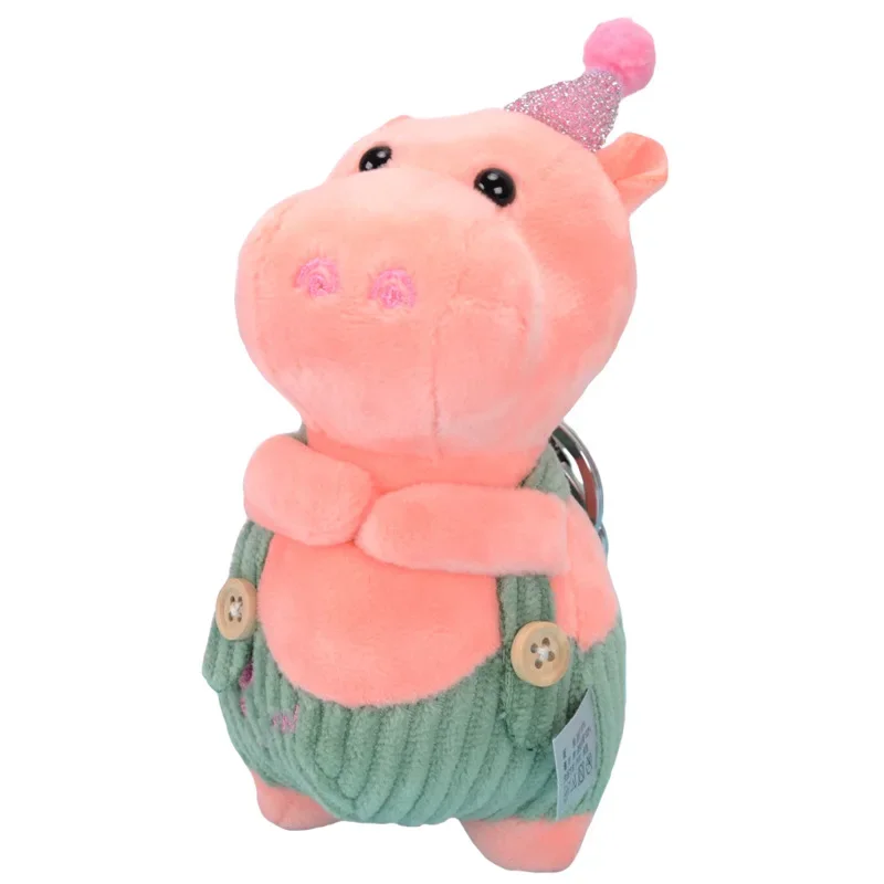 15cm Creative Strap Plush Hippo Keychain Chubby Soft Cartoon Cute Doll Kawaii Children Girl Gift Toy Car Phone Lady Pendant