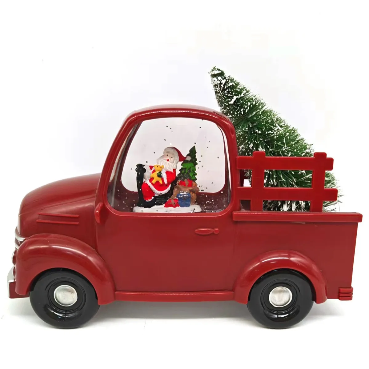 Christmas Locomotive Music Box. Santa Claus Tree Snowman Snowflakes Glowing Snowman Night Light Red Truck Battery Music Box