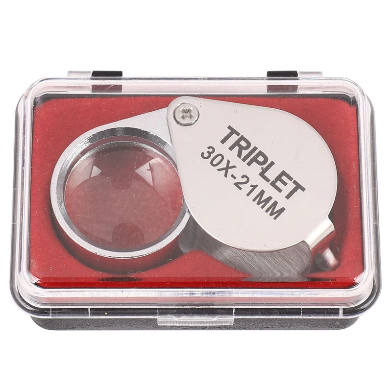 Portable 30X Power 21Mm Jewelers Magnifier Gold Eye Loupe Jewelry Store Magnifying Glass With Exquisite Box