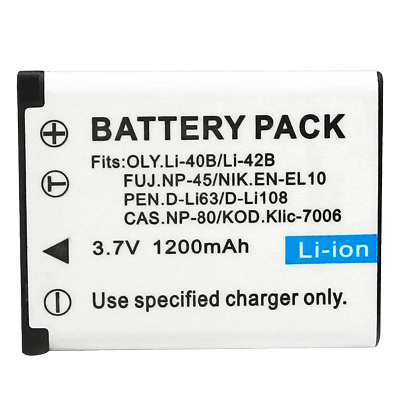 Rechargeable Lithium Battery 3.7V 1200mAh Li-40B Li 40B Li-42B Li 42B Battery For NP-45 NP 45 NP 45A 45B 45S EN-EL10 1Pcs