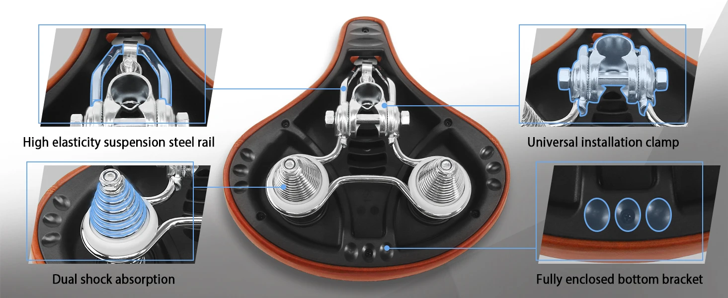 BUCKLOS Übergroßer Fahrradsattel, ergonomisch, verbreitert, verdickt, Rennrad-Mountainbike-Sattel, weich, bequem, stoßdämpfender Fahrradsattel – Detail 4
