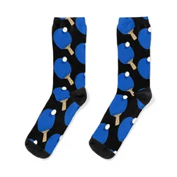 Chaussettes de tennis de table pour hommes et femmes, motif de ping-pong, bleu et noir, chaussettes de créateurs de luxe, maître