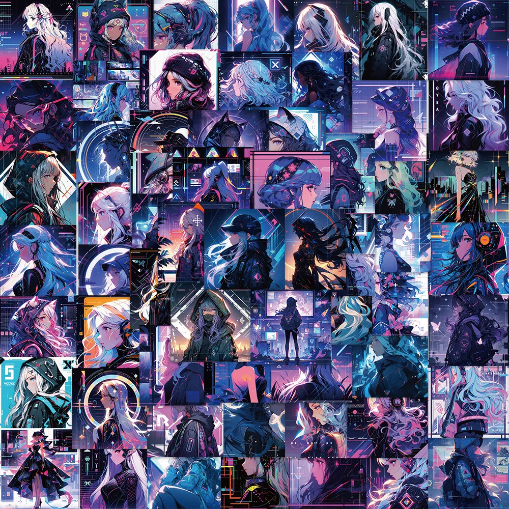 62 pezzi adesivi per ragazza Cyberpunk adesivo futuristico fai da te per scrapbook custodia per telefono portatile cancelleria artigianale forniture per graffiti