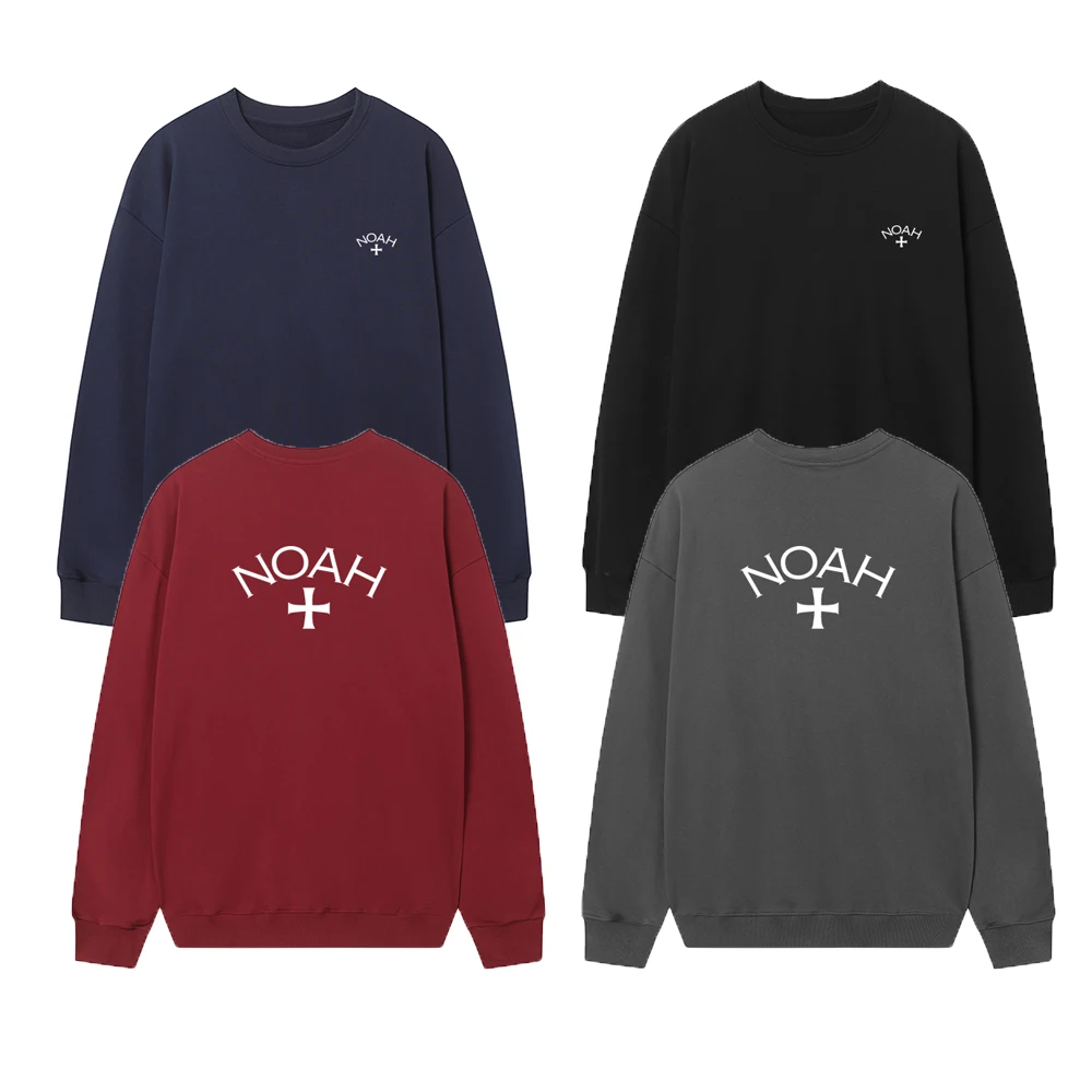 

Классический свитшот Noah White Cross с маленьким принтом логотипа, повседневный, с круглым вырезом, для мужчин и женщин, свободного кроя, осенне-зимний, модный бренд
