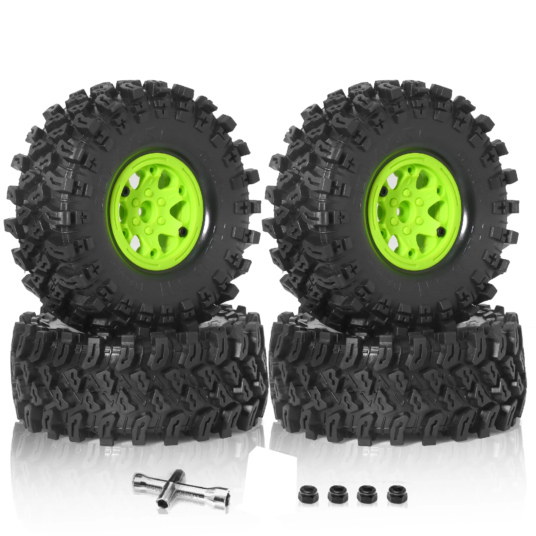 

Комплект колес и шин с бусинами 2,2 (4 шт.) Пластиковые колеса Вездеходные шины. Для 1/10 гусеничного автомобиля Axial SCX10 90047 D90 TF2 CC01 TRX4
