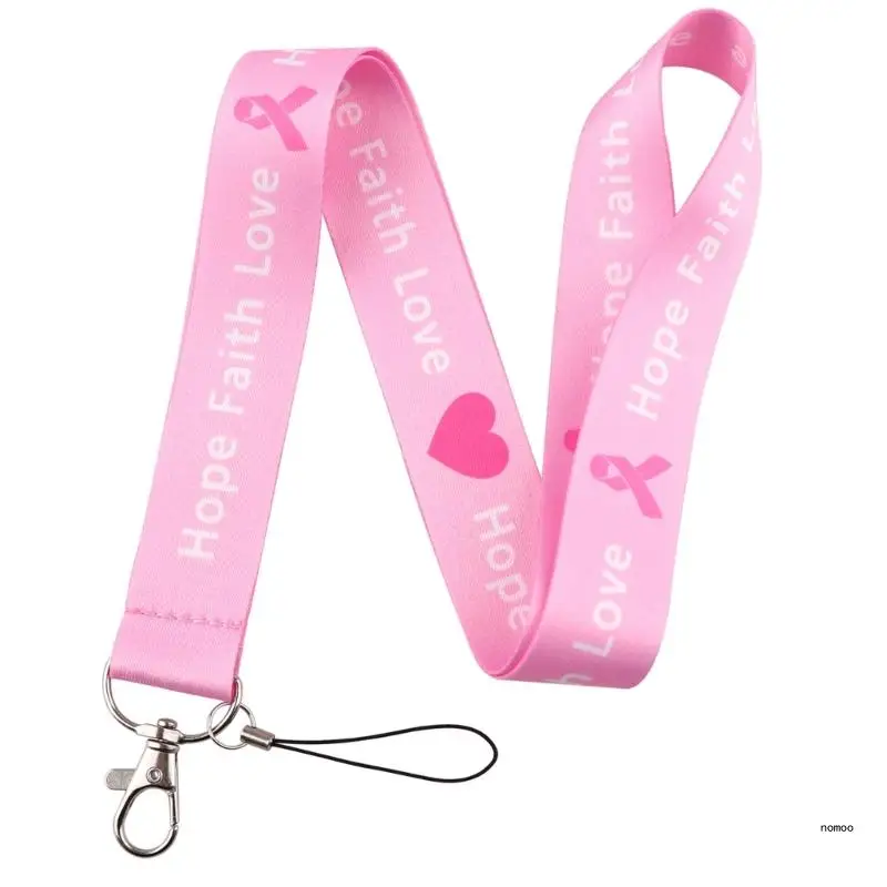 2pcs Awareness Ribbon Lanyards for Badges Keychain and Phone Holder Supportive Accessory Quick Release Buckle