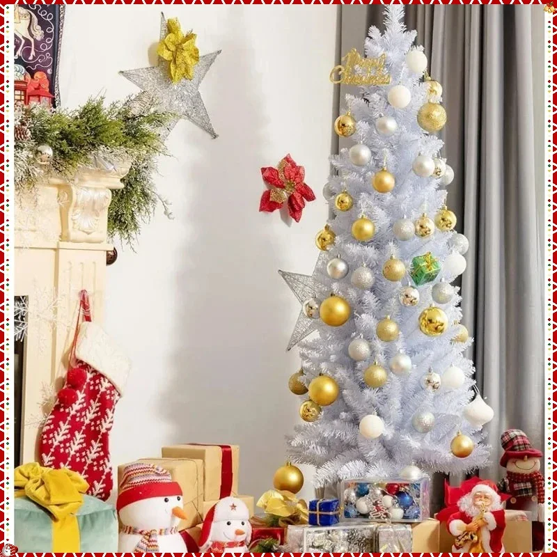 

Artificial Christmas Tree PVC Material Pointed Head Pencil White Christmas Tree 120cm to 210cm Home Christmas Scene Decorations