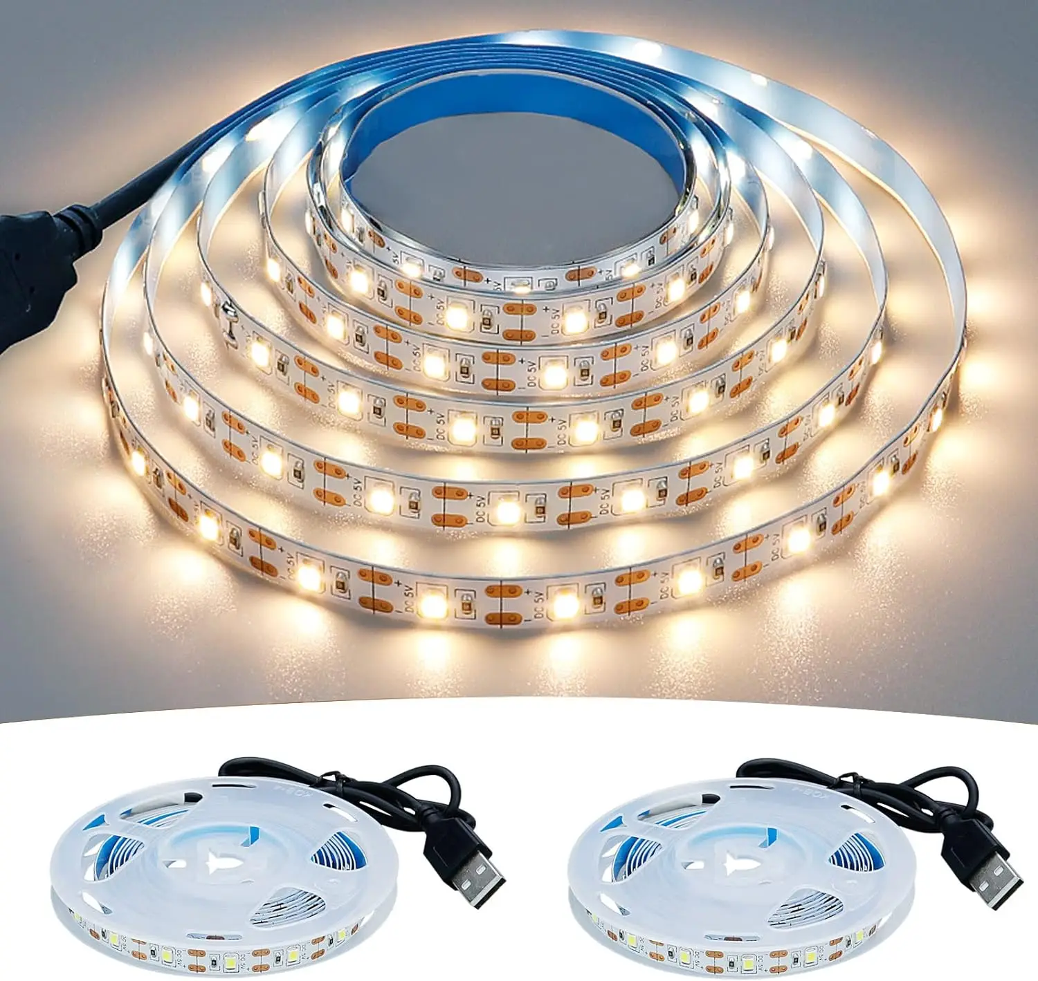 DC 5V USB listwy LED 2835 biała ciepła taśma LED biała taśma oświetlenie tła do TV do domu lampa dekoracyjna 1m 2m światło girlanda żarówkowa LED