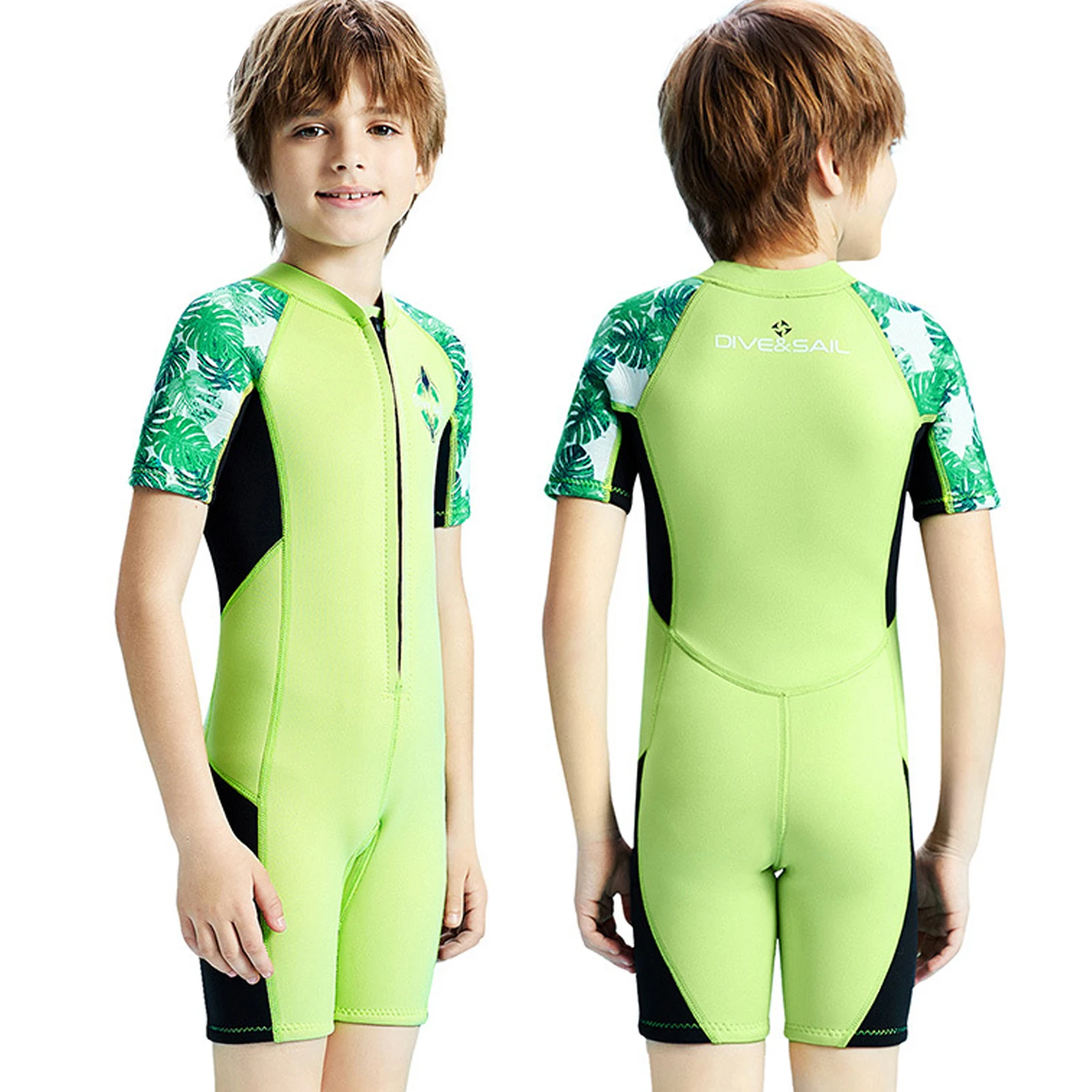 

2.5mm Neoprene Boys' Diving Suit,Children's Short Sleeve Wetsuit,One-piece Kids Swimsuit,Warm Cold-proof Surfing Snorkeling Wear