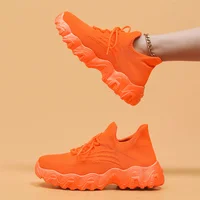 2026 Orange Summer Running Sneakers Woman Plus Size 36-44 Unisex Breathable Athletic Shoes Trainers Platform Sports Shoes Women