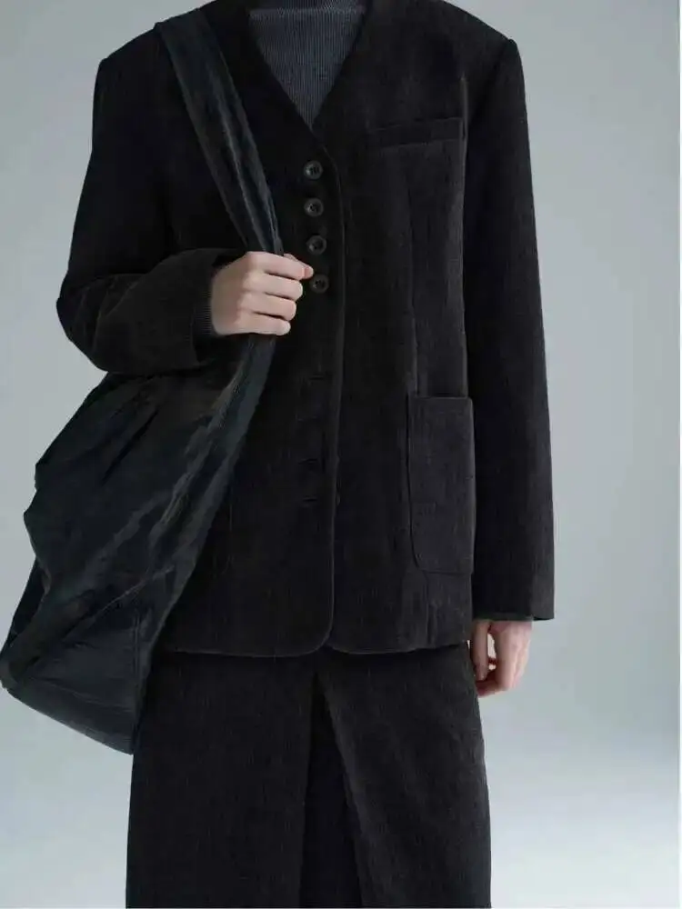 BJTZ Ankela veste en coton teint rouge conception d'épaule à la mode pour les femmes automne et hiver nouvelle Collection 2025