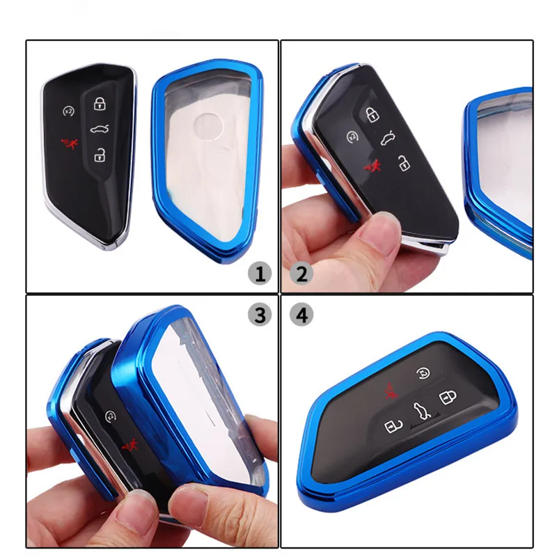 For Volkswagen Golf 8 MK8 ID 4 2023 CROZZ ID.3 Skoda A8 Octavia SEAT Leon Formentor Tarraco Transparent TPU Car Key Cover Shell