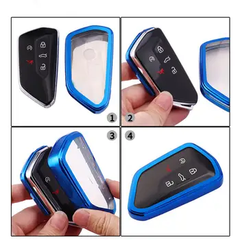 Průhledný kryt klíče od auta z TPU pro Volkswagen Golf 8 MK8 ID 4 2023 CROZZ ID.3 Škoda A8 Octavia SEAT Leon Formentor Tarraco 6 nejlepší prodej pouzdro na klíče od VW - №6