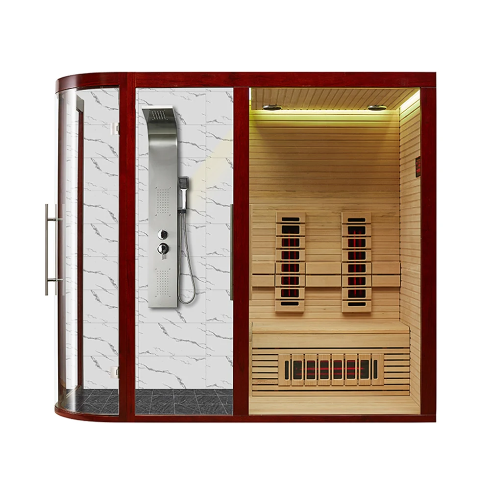 New Trend Far-infrared Cabine Douche Hammam Red Cedar Dry Sauna Room Luxury Indoor Wooden Steam Sauna Shower