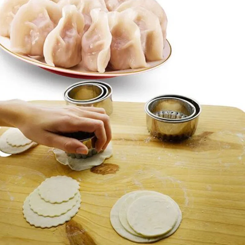 

3pcs/set Round Shape Dumpling Wrappers Maker Molds Set Dough Cutting Tool Egg Mold Cake Pastry Mould Diameter 6/7/8cm