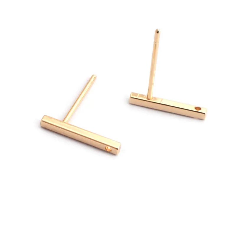 18K Gold Color Brass Rectangle Rod Shape Stud Earrings Pins Earring Jewelry Making Supplies Diy Findings Accessories Materials gallery 1