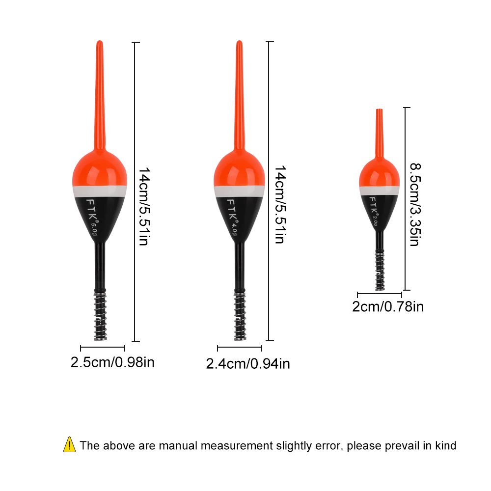 FTK 5pcs 2g/4g/5g Fishing Floats Bobbers Balsa Wooden Spring Slip Floating Bobber Fixed Bobbers for Crappie Panfish Catfish view 2