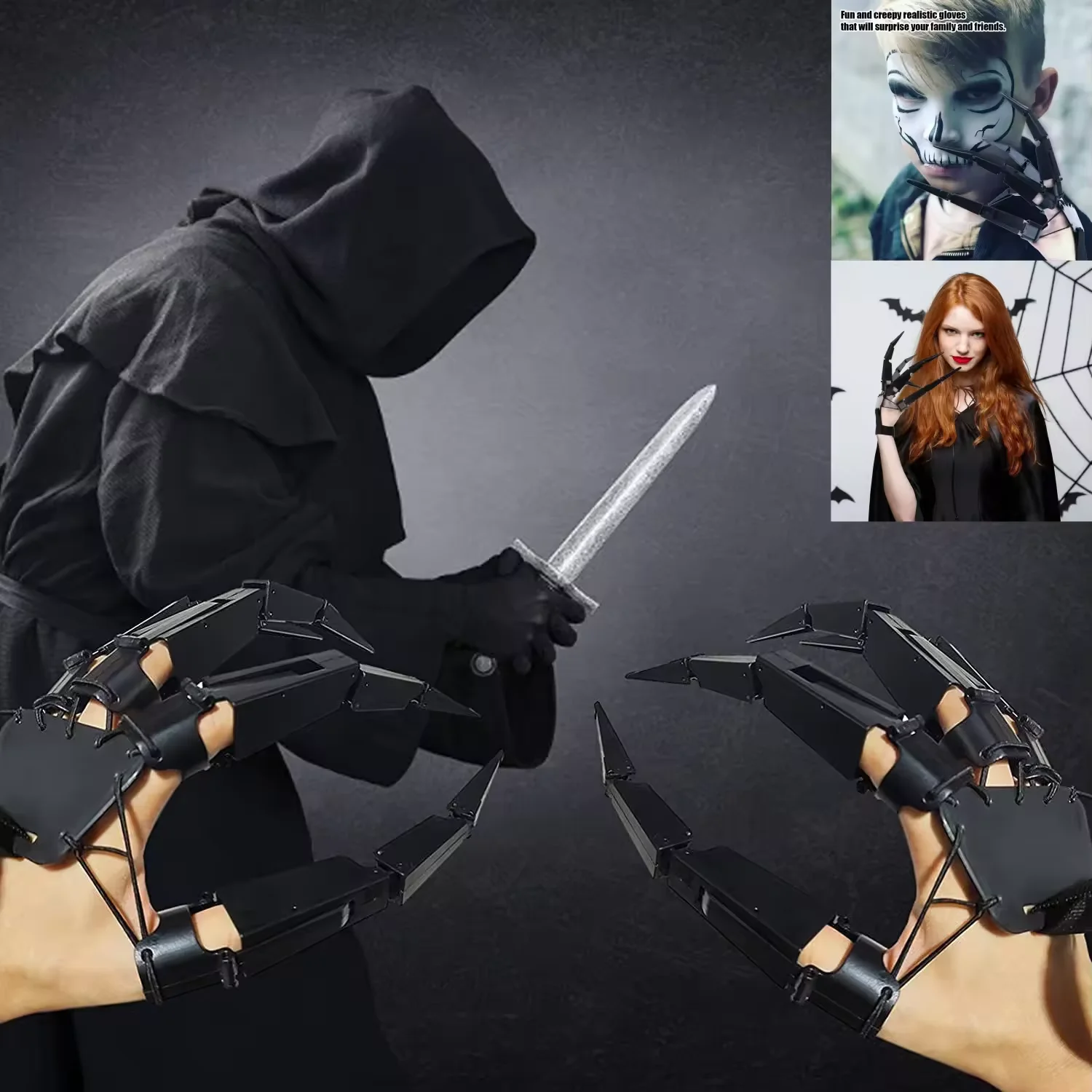 

Хэллоуин шарнирные пальцы шрамы поддельные пальцы скелет руки реалистичные ужасы призрак коготь реквизит косплей снаряжение перчатки для пальцев