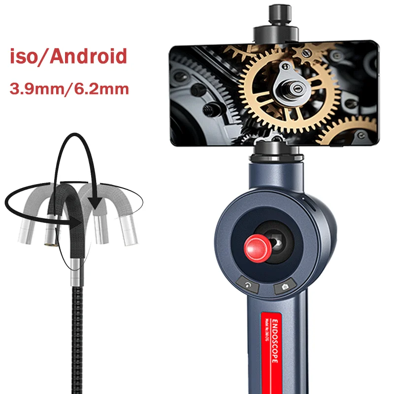 6.2/3.9MM Waterproof Prob Borescope 1080P HD Camera Car Maintenance 720 Degree Rotation Industrial Grade Mobile Phone Endoscope