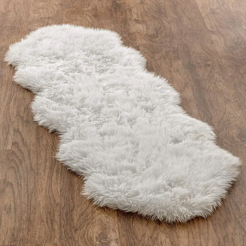 

Premium Super Soft Fake Sheepskin White Sofa Couch Stool Casper Vanity Chair Cover Rug/Solid Shaggy Area Rugs For Living