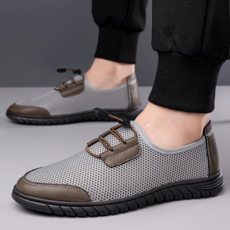 

Men's Slip-On Loafers, Summer Hollow Out Mesh Breathable Casual Shoes, Anti-Slip Soft Sole Clogs-HT666