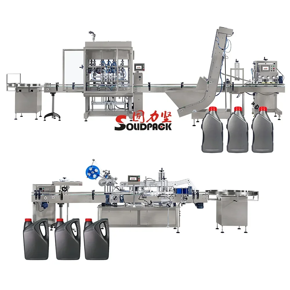 Solidpack factory price Fully Automatic plastic bottle car products industry motor oil filling machine