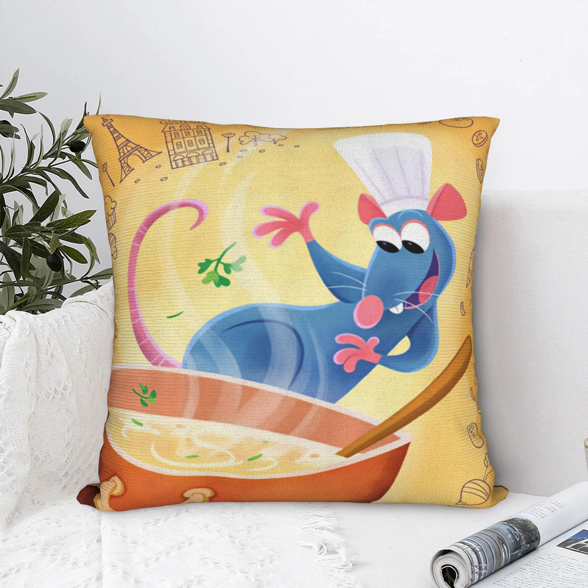 Ratatouille Pillow Case Anyone Can Cook  Graphic Pillow Cover Retro Trendy Pillowcases For Wedding Party Home Decor