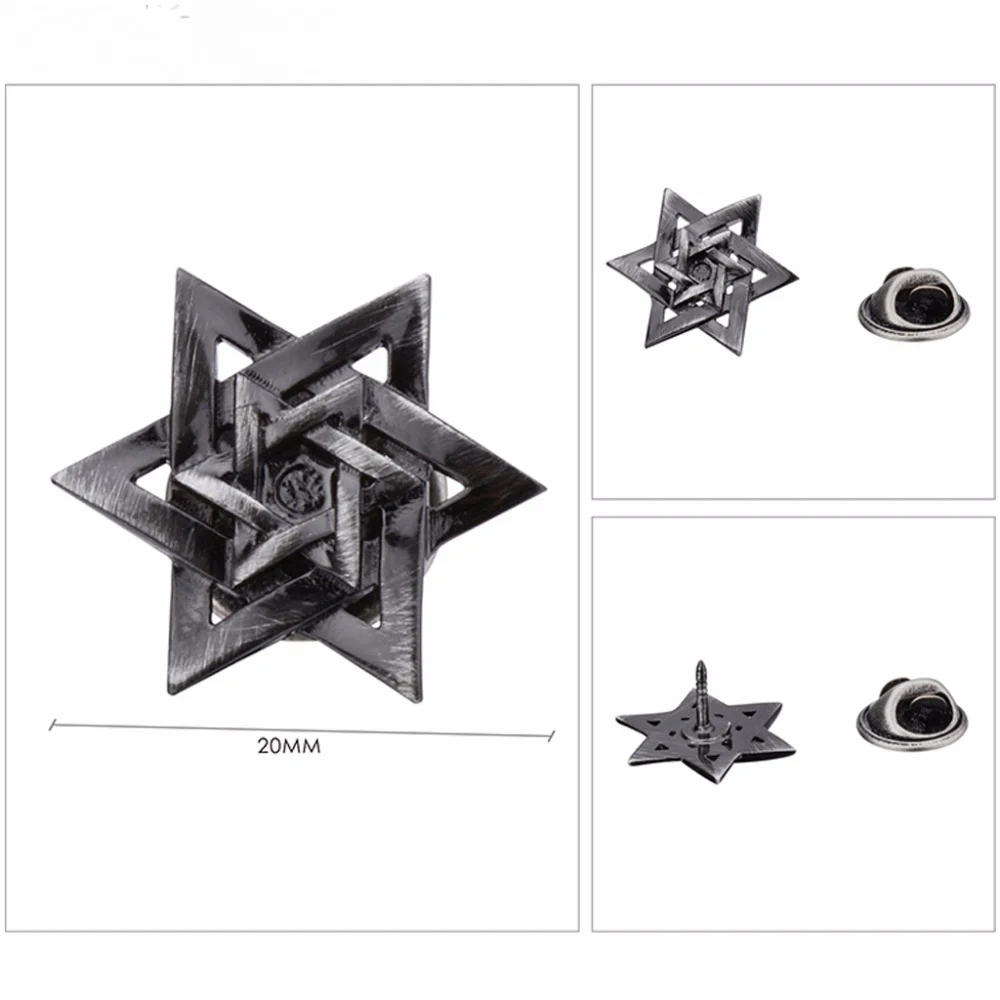 Fashion hexagram silver color lapel pin brooch men\\\'s star of david brooch party badge exquisite clothing accessories