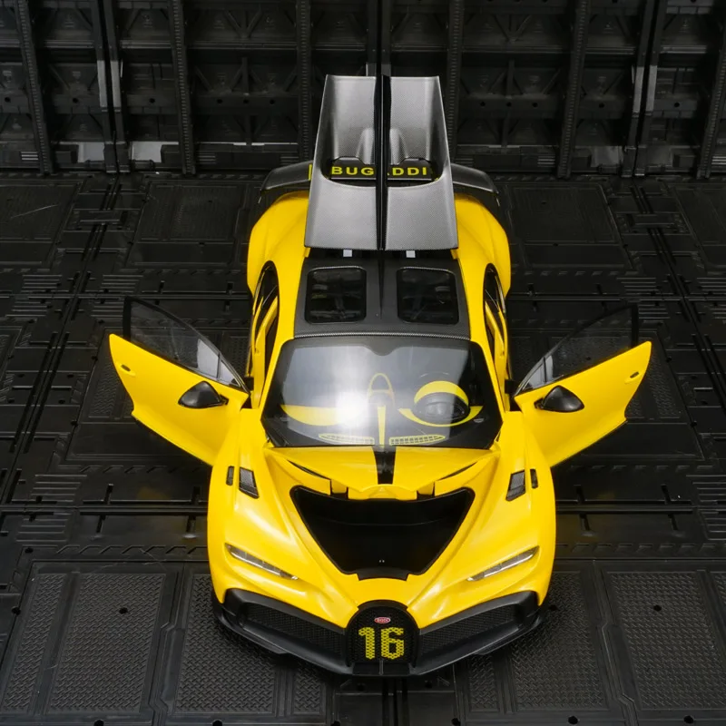 Modelo de coche de carreras de aleación Bugatti Camron 1:18, colección de accesorios de coche, puertas y capó de motor, maletero se puede abrir para niños