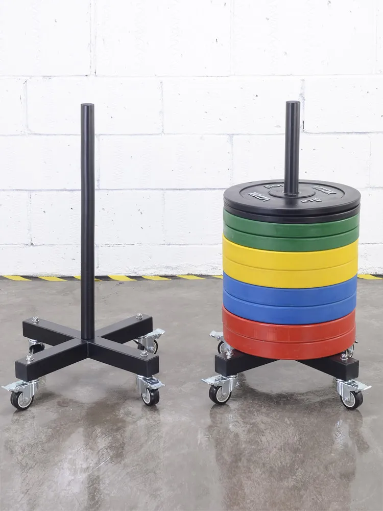 Portable Home Barbell Rack with Large Weight Plate Storage; Gym Strength Area Cart; Upright Olympic Weight Plate Storage