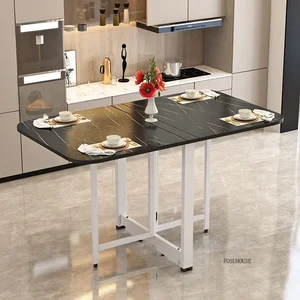 Mesas de jantar dobráveis de madeira de luxo para pequenas mesas ultra-finas domésticas multi-funcional cozinha mesas dobráveis que economizam espaço 10 principais vendas mini mesa de cha - №6