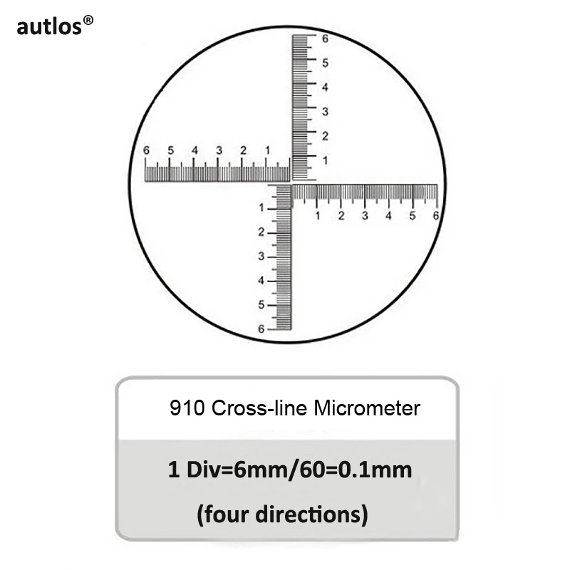 910 DIV 0.1MM Cross-line Graticule Eyepiece Micrometer Optical Crosshair Reticle for Microscope Measurement