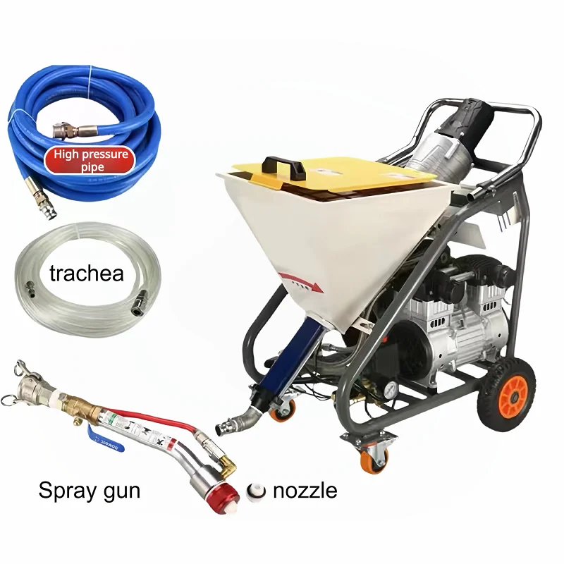 Wholesale SHICHENG F9 6000W Electric Wall Waterproof Paint Putty Screw Pump Spraying Machine 25L Hopper Real Stone Mortar Engine