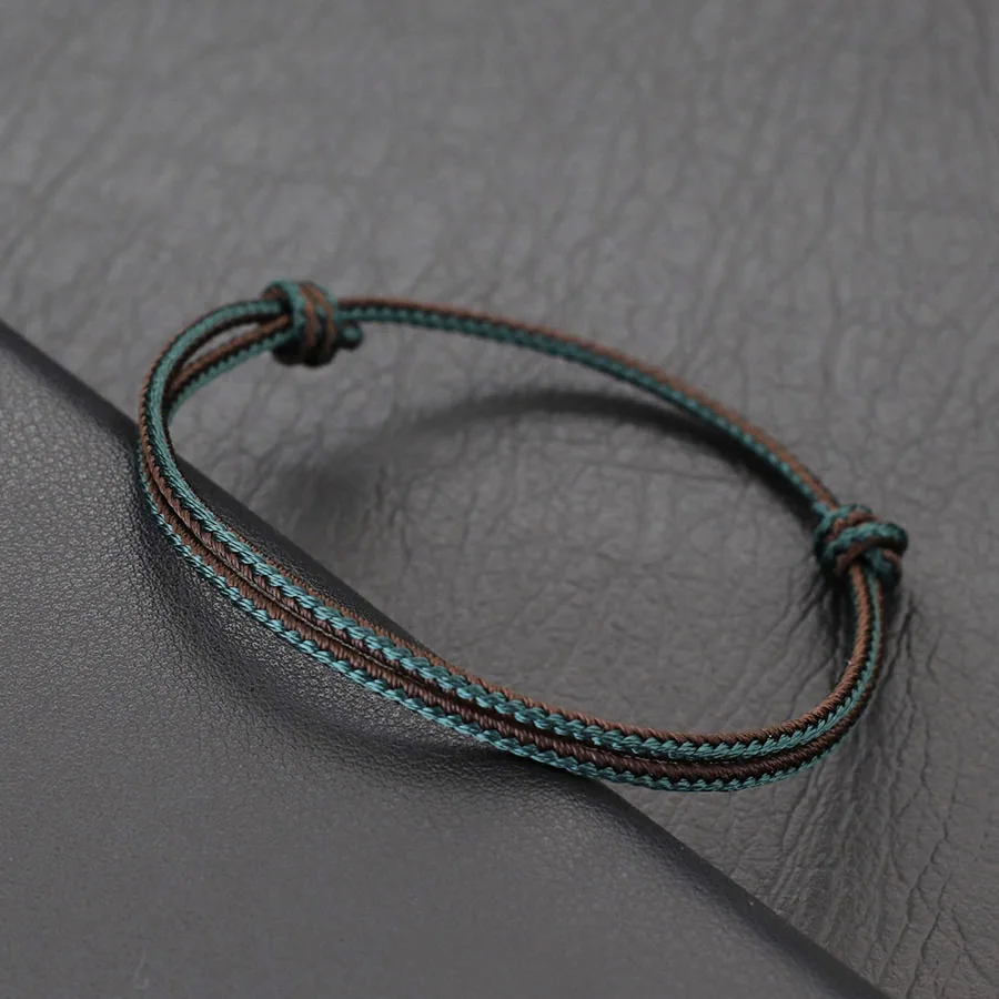 Etniczna 2mm cienka bransoletka sznurkowa dla mężczyzn wysokiej jakości regulowana bransoletka Bohemia Lucky Amulet prezenty dla niego Pulseria Hombre Joias