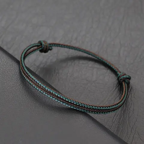 남자를위한 민족 2mm 얇은 문자열 팔찌 그를위한 고품질 조정 가능한 보헤미아 행운의 부적 Braclet 선물 Pulseria Hombre Joias