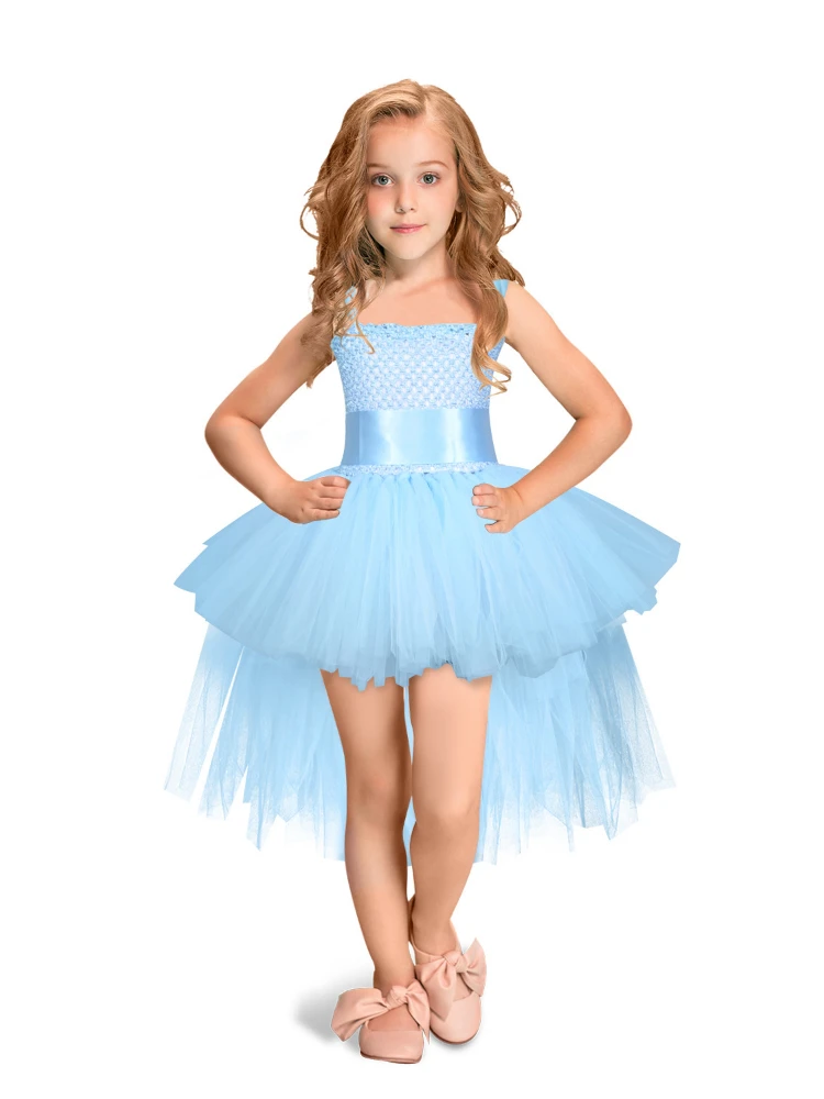 Fancy Kids Dresses for Girls Unicorn Black Girls Tutu Dress Tulle V-neck Train Girl Evening Birthday Party Dresses