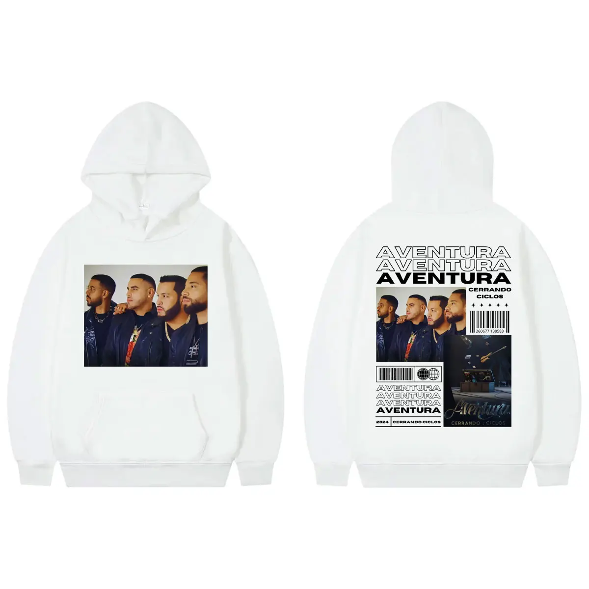 Aventura Cerrando Ciclos Tour hoodies Music album double sided Graphic pullovers fashion vintage oversized Sweatshirts unisex