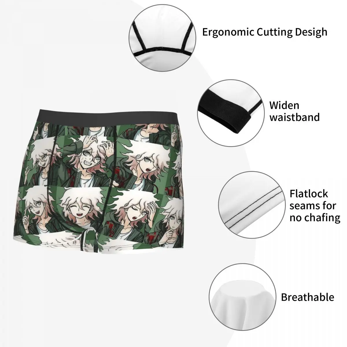 Nagito Komaeda Danganronpa Underpants Breathbale Panties Man Underwear Comfortable Shorts Boxer Briefs