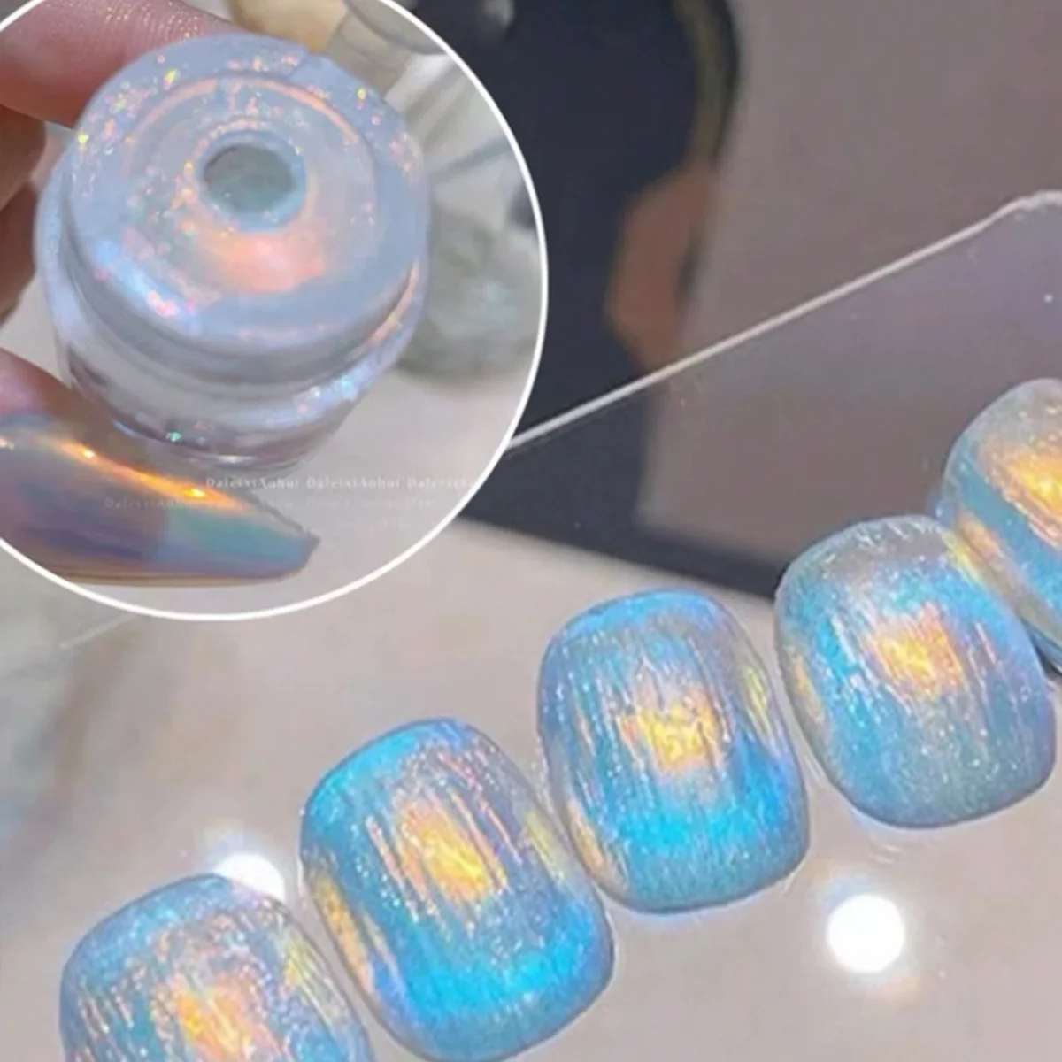 1 mermaid aurora color chrome nail powder dream unicorn moonlight mirror effect flash paint UV gel nail art creation