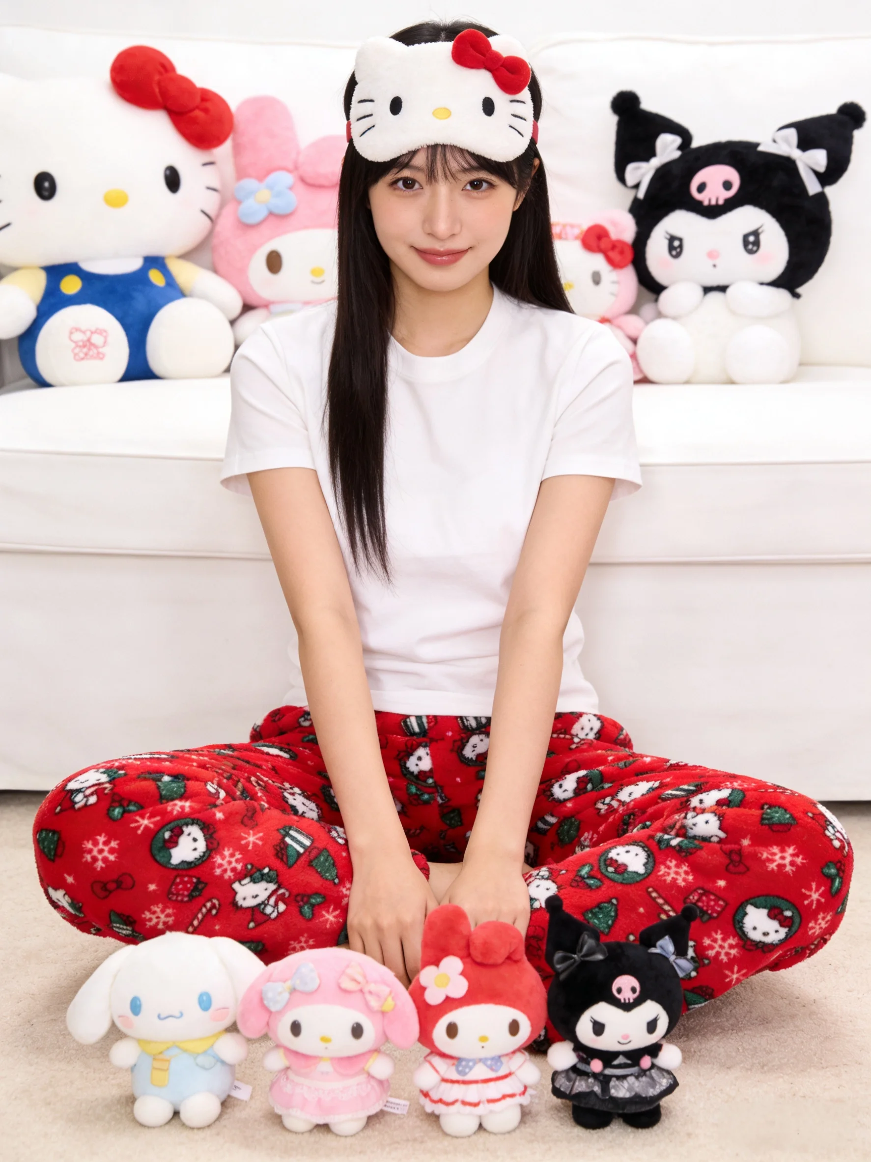Hello Kitty Christmas Collection: Flannel Sleep Pants, Red Warm Lounge Pants for Couples, Party Outfits! Perfect Holiday Gifts! view 4