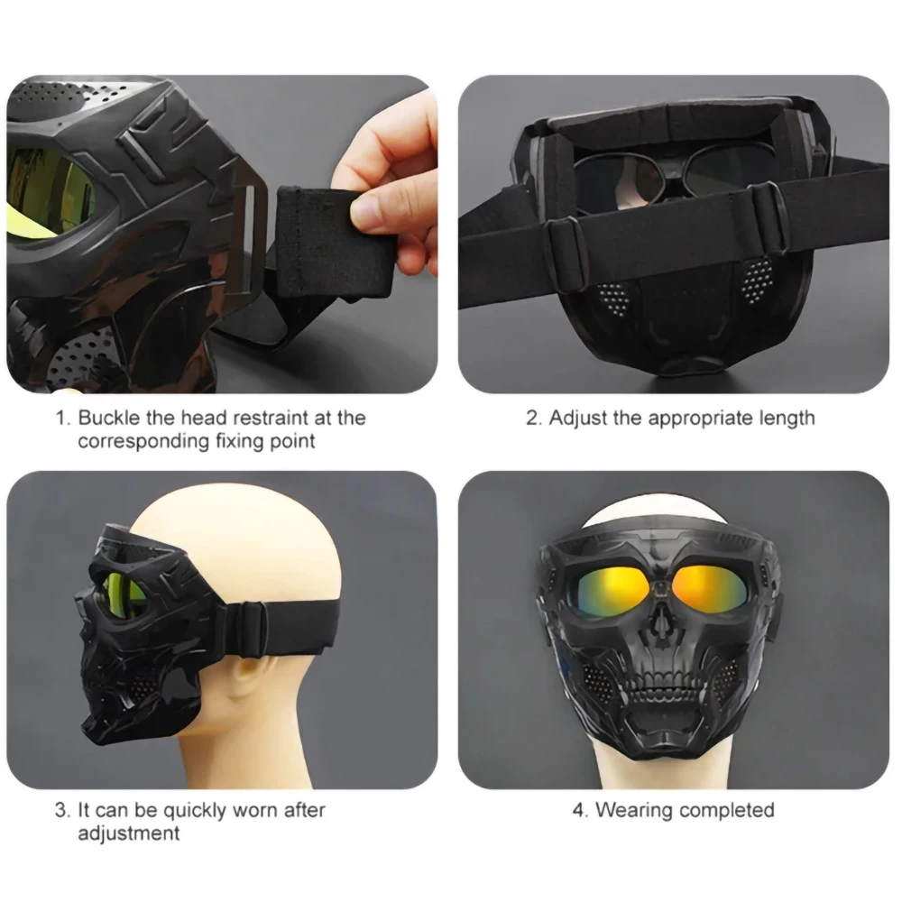Cycling Colored Goggle Motorcycle Skull Skeleton Mask Windproof Full Face Mask Paintball Game Tactical Protection Helmet Mask